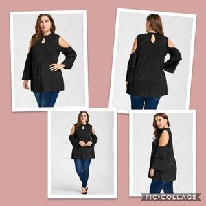 Keyhole plus size open shoulder top